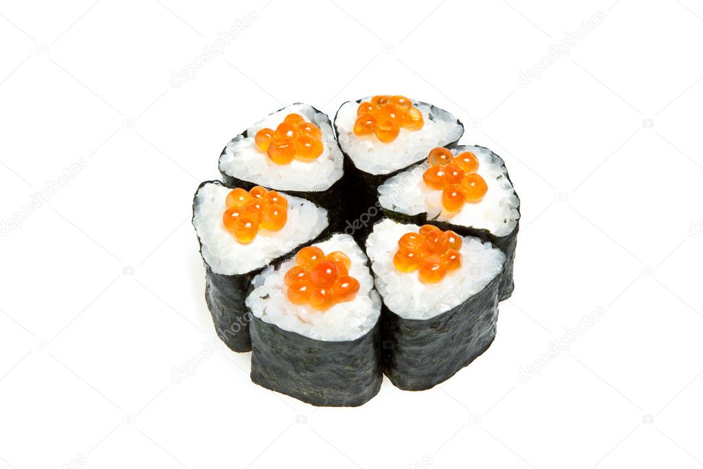 Maki sushi rolls with caviar and cheese philadelphia