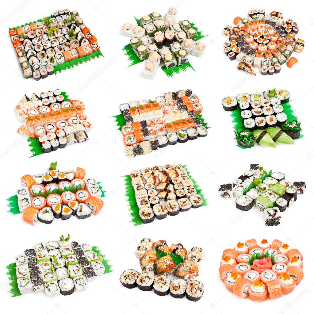 Sushi set - Different types of maki sushi and rolls