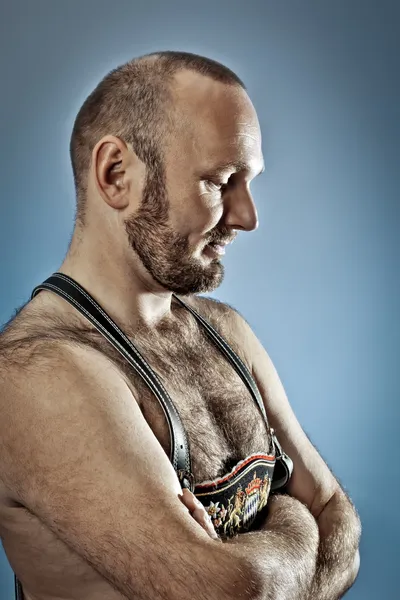 Homem peludo com barba — Fotografia de Stock