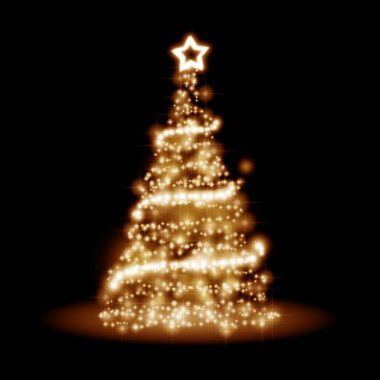 Golden christmas tree clipart