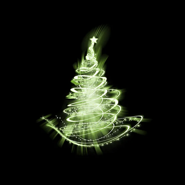 Grüner Weihnachtsbaum aus Licht — Stockfoto