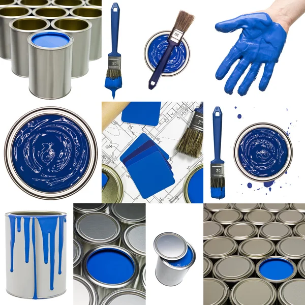 Objetos de pintura azul — Foto de Stock