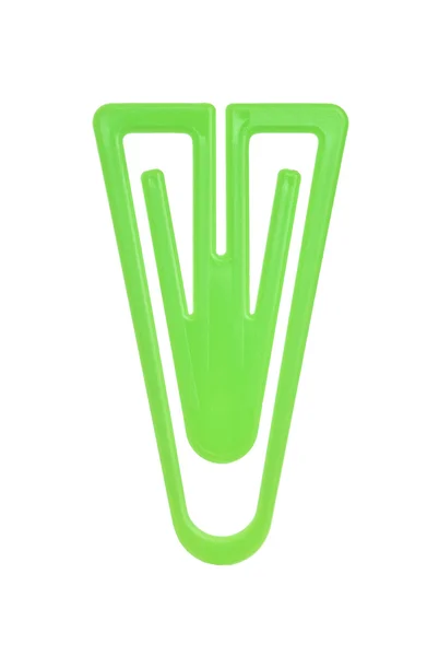 Groene paperclip — Stockfoto