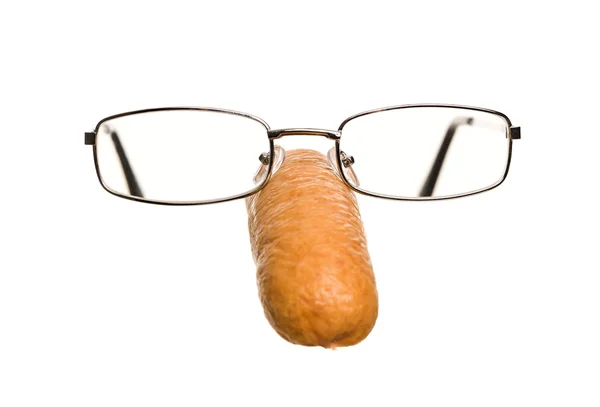Sausage with glasses — Stock Photo, Image