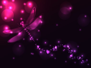 Plasma dragonfly and hearts clipart