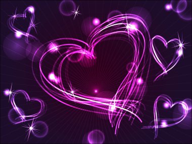 Neon or plasma purple hearts clipart