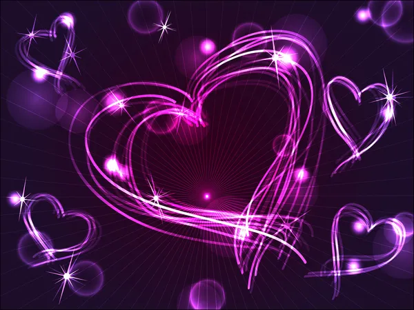 Neon of plasma purple hearts — Stockvector