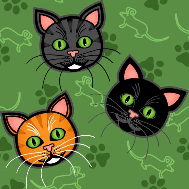 Seamless cartoon cat pattern clipart