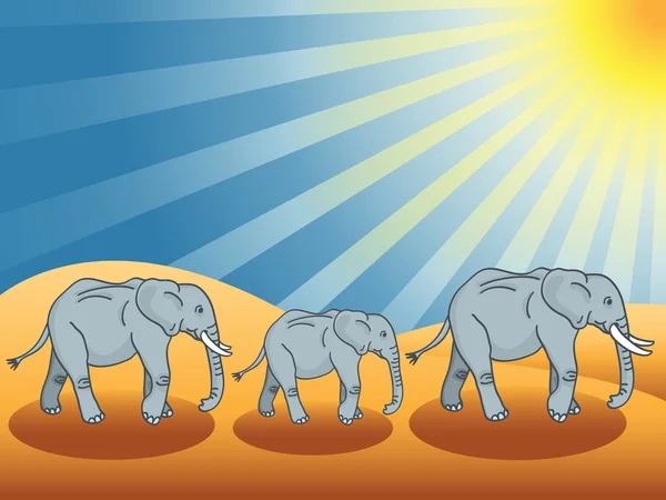Elefanti del deserto — Vettoriale Stock