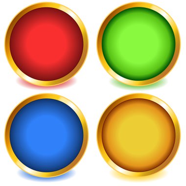 Colorful buttons with gold bevel-set1 clipart
