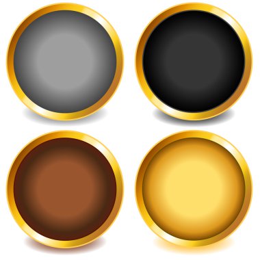 Colorful buttons with gold bevel-set3 clipart