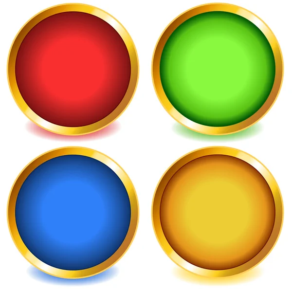 Colorful buttons with gold bevel-set1 — Stock Vector