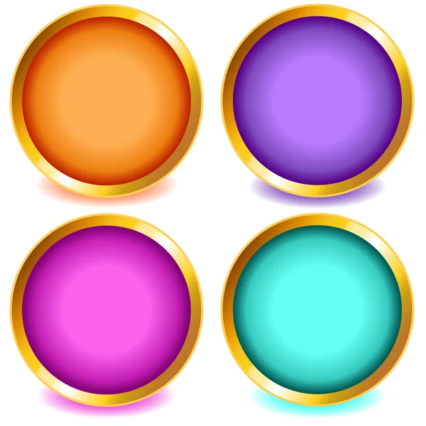 Colorful buttons with gold bevel-set2 — Stock Vector