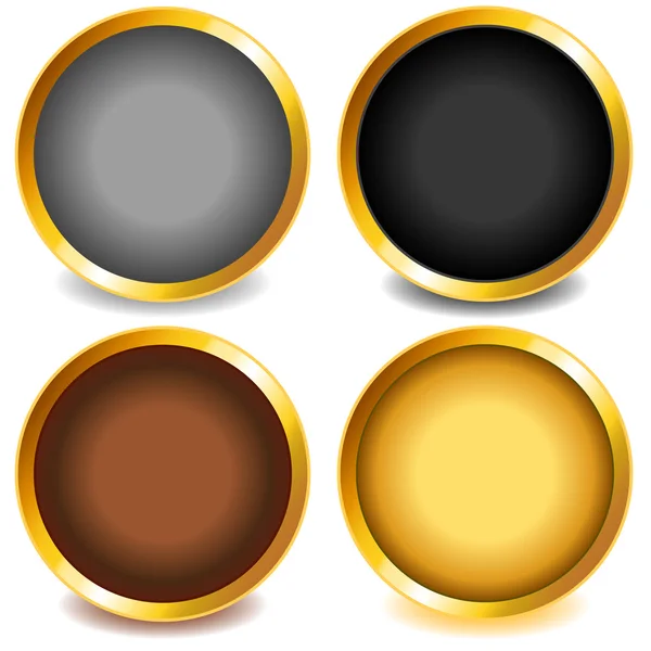 Colorful buttons with gold bevel-set3 — Stock Vector