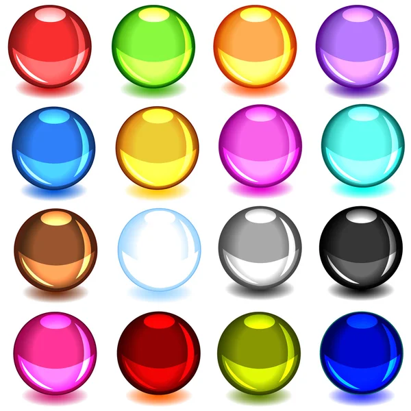 Coleção de esferas brilhantes coloridas — Vetor de Stock