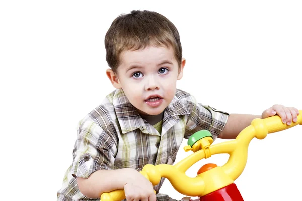 Mały facet na rowerze — Zdjęcie stockowe