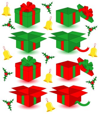 Closed and opened Christmas gifts clipart