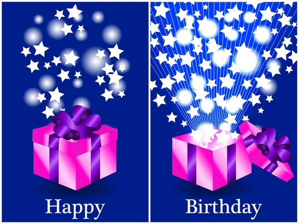 Purple y rosa Feliz Cumpleaños regalos — Archivo Imágenes Vectoriales