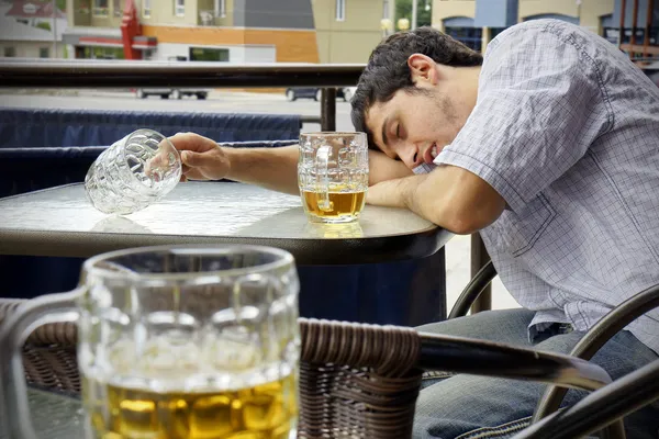 Young man passed out drunk — Stock Photo, Image