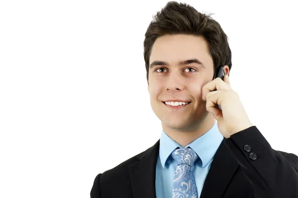 Sharp young man with cell phone — Stock Photo, Image