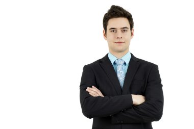 Young business man arms crossed clipart