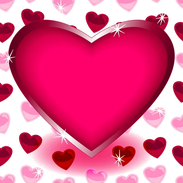 Grand coeur sur motif de forme de coeur sans couture — Image vectorielle