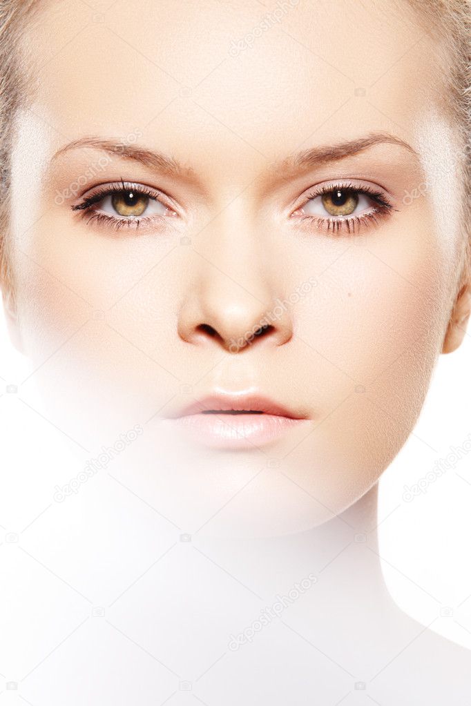 Make-up & cosmetics, manicure. Close-up portrait of beautiful woman