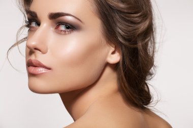 Glamour portrait of beautiful woman model with fresh daily make-up