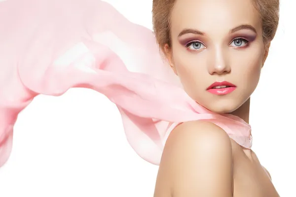 Beauty, make-up & accessories. Beautiful romantic style of pretty girl — Stock Photo, Image