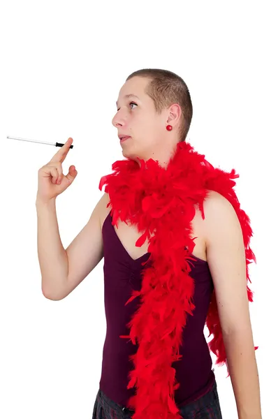 Young man dressed like a woman — Stock Photo, Image