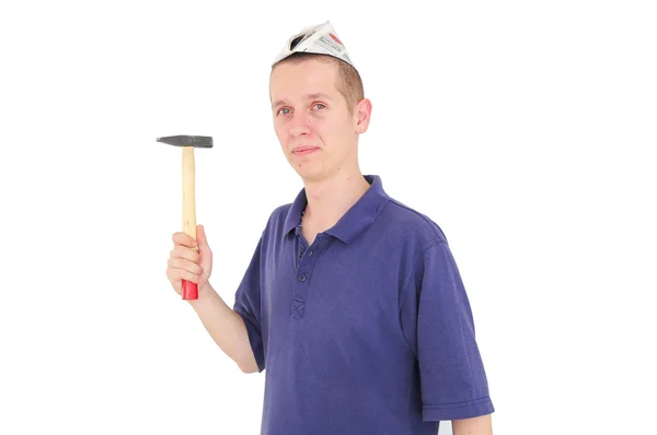 Jonge werknemers met hamer — Stockfoto