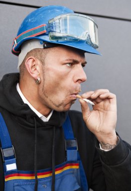 Smoking worker clipart