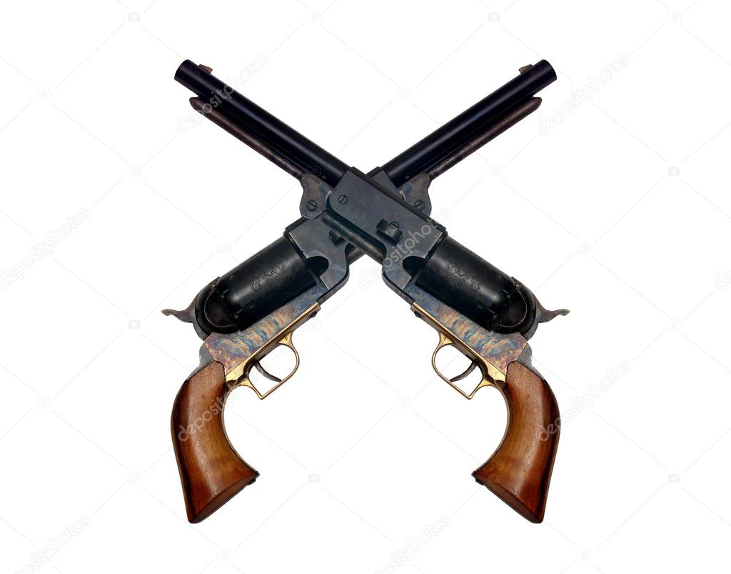 Two old metal colt revolver