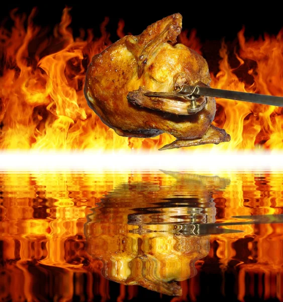 鸡里的烧烤 — 图库照片