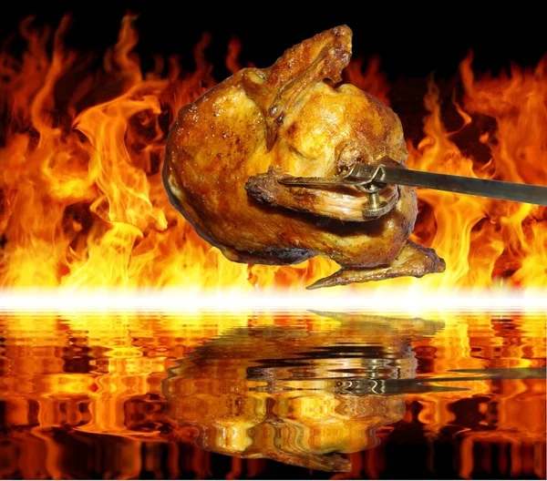 鸡里的烧烤 — 图库照片