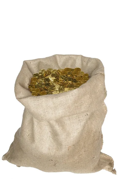 Coin in bag — Stock Photo, Image