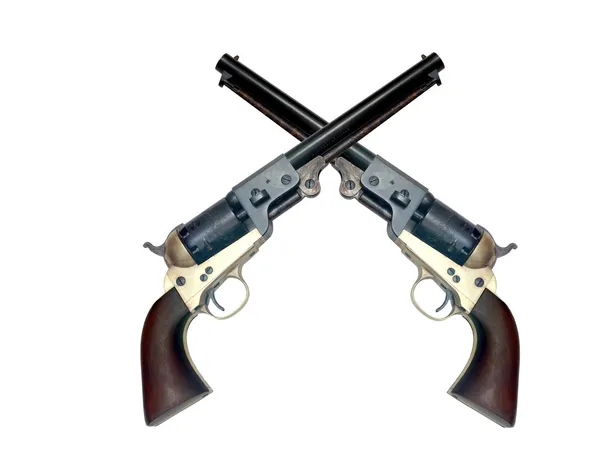 Twee oude metalen colt revolver — Stockfoto