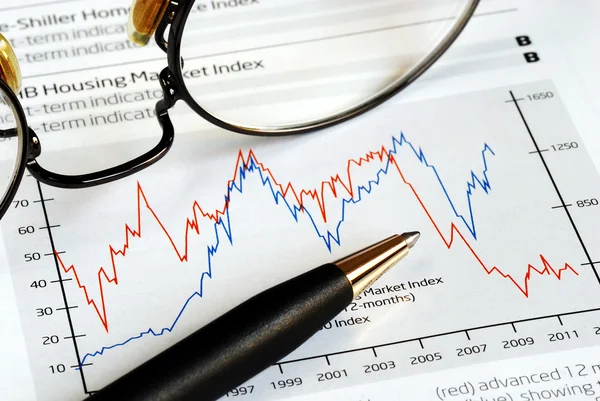 Analyseren van de investering trend van de grafiek — Stockfoto