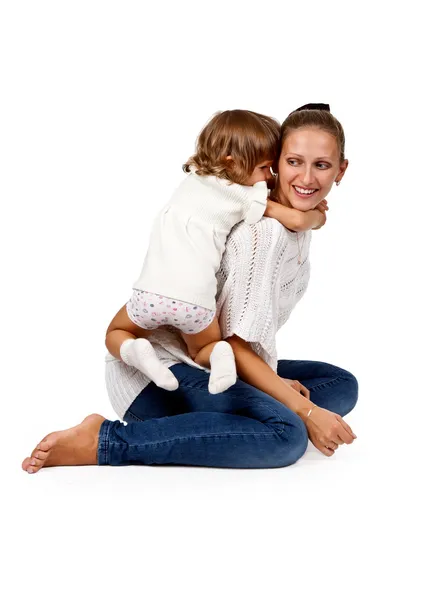 Mother and little daughter in the studio — Stock Photo, Image