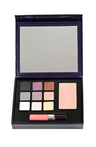 Kosmetik-Set mit Schatten für Augen und Lippenstift — Stockfoto