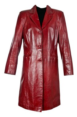 Red leather coat female clipart