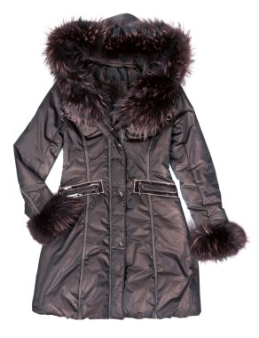 Women's coat with fur clipart