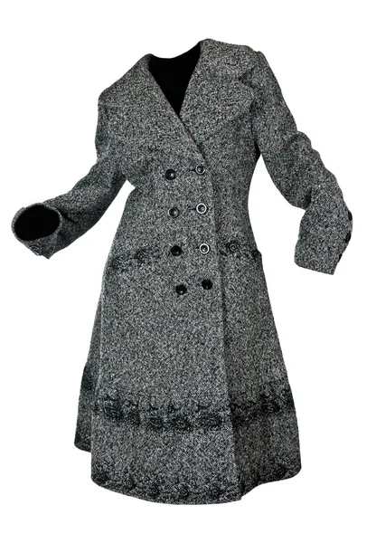 Szary płaszcz kobieta — Zdjęcie stockowe