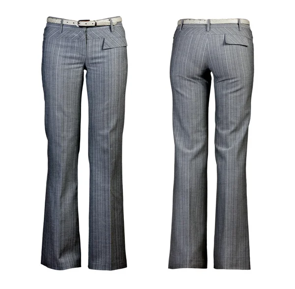 Koláž ze dvou šedé Dámské kalhoty — Stock fotografie