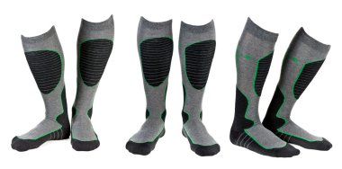 A collage of three pairs of gray ski socks clipart