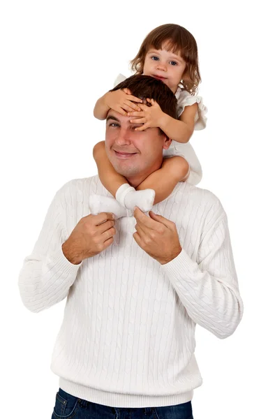 Young daughter and dad in the studio — Stock Photo, Image