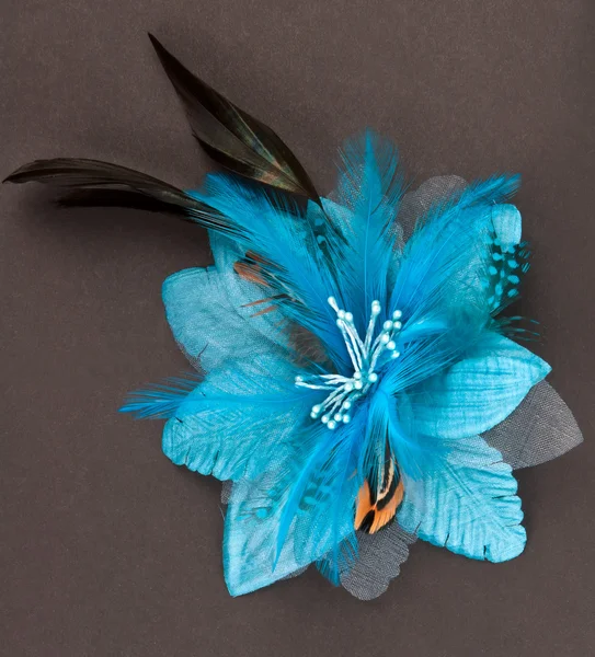 Tela de flor azul con pluma — Foto de Stock