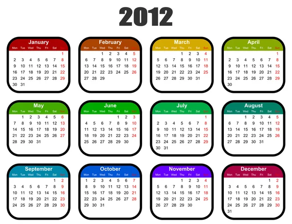 Színes naptár 2012 év — Stock Fotó