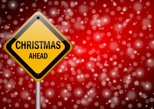 Weihnachten voraus Verkehrszeichen auf Schnee Hintergrund — Stockfoto
