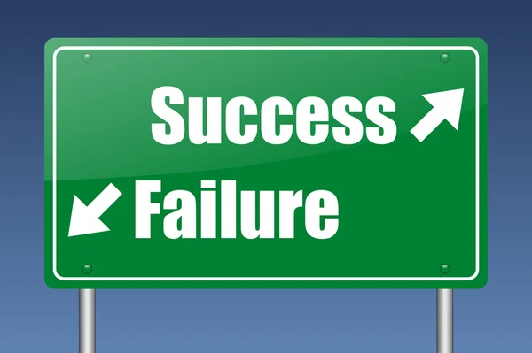 Επιτυχία - αποτυχία Πράσινη πινακίδα — Φωτογραφία Αρχείου